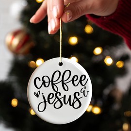 HUKINE Coffee Gifts Ornament, Jesus Gifts Ornament, Coffee Sign, Coffee Decor, Coffee Jesus, Jesus Home Decor, Coffee Bar Decor,Coffee Gifts for Women,Jesus Gifts for Women,Coffee Christmas Ornaments