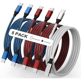 Cable USB C a USB C trenzado de nailon de 60 W, 3/3/6/6/10 pies, USB tipo C, cable de carga rápida para iPhone 17/17 Pro Max/Air/16/16 Plus/16 Pro Max