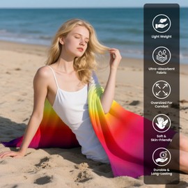 GC GAVENO CAVAILIA Extra Large Beach Towel for Adults - Quick Dry Microfibre Printed Beach Towels - Super Absorbent Beach Towel for Swim (180 x 100 cm) - (1 Piece) Soft, Sand Free,Lightweight - Pink