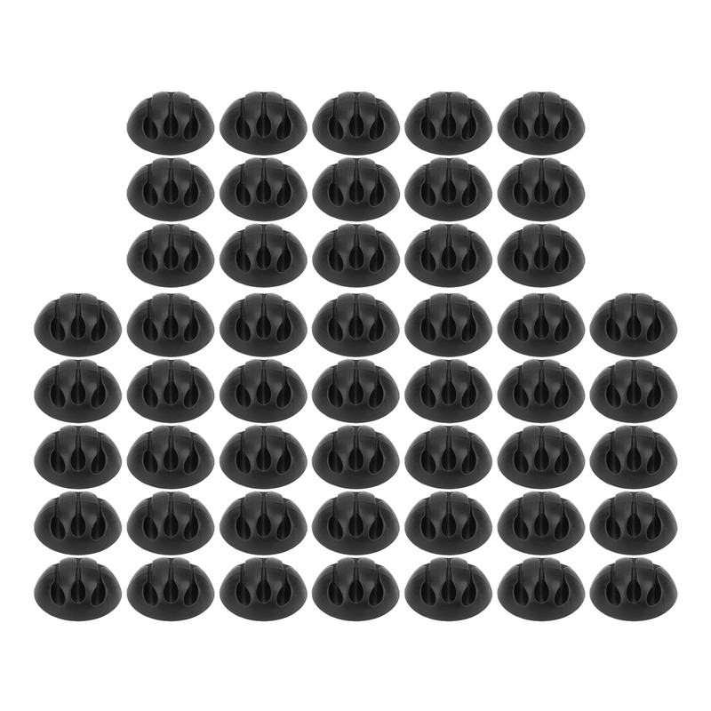 50pcs Cable Clip 3 Hole Silica Gel AntiCorrosion Black Adhesive