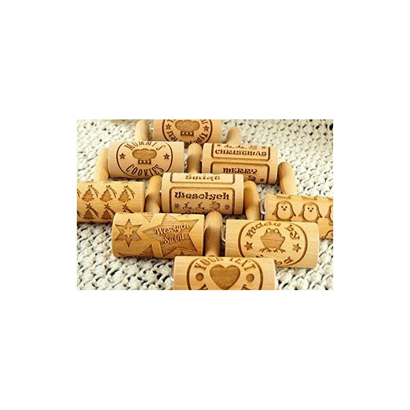 Penguins Mini rolling pin for cookies Embossing roller