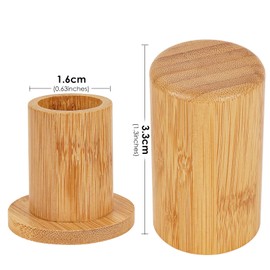 SHIDOW Toothpick Holders, Bamboo Toothpick Dispenser Box, Wooden Reusable Toothpick Holder Home Living Room Cotton Swab Storage Tank. (Round light wood color)