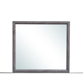 TREATLIFE HOME Contemporary Mirror with Foil Grey Finish and Wood Trim, Attaches to Dresser, Modern Design, Black and Gray