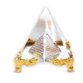 HOME GENIE Vastu/Feng Shui Crystal Glass Pyramid for Positive Energy, Vastu Correction, Spirits, Success Good Luck and Prosperity