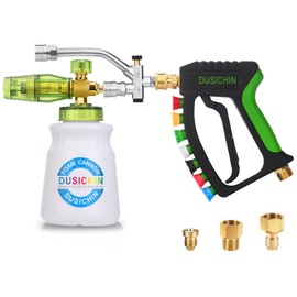 DUSICHIN Foam Cannon Pressure Washer Gun Kit 4000 PSI Double Tip Attachment, Dual-Connector Accessory Soap Cannon,Car Wash Foam Gun Snow Foam Lance 1/4 Inch Quick Connector,7 Sprayer Nozzles DUS2904