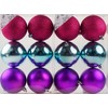 Blue Purple Pink Christmas Tree 8cm Bauble Decorations (Set of