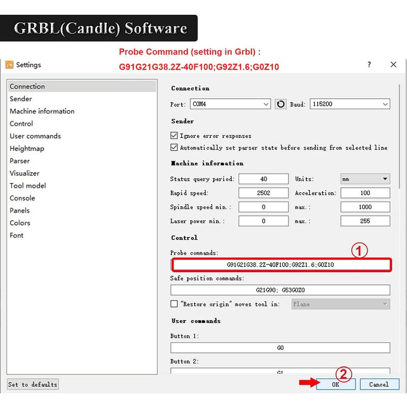 3018 Pro CNC Engraving Router Setting Touch Probe, Z-Axis Touch