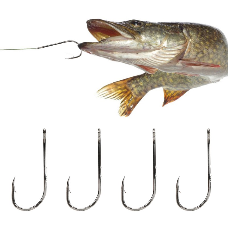 100Pcs 6/0# High Carbon Steel Sharp Fish Hooks with Barb