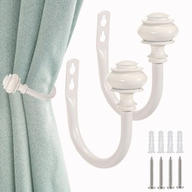 Sumnacon Set of 2 Decorative Curtain Holdbacks,Elegent Wall Mounted Aluminum Alloy Window Drapery Tiebacks for Bedroom, Livingroom Office Come with Screws, White