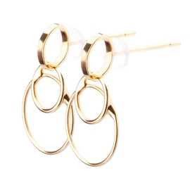 LOKUMI jk-221 Earrings, Made in Japan, 18K Gold, K18 Post K18 K, Brass
