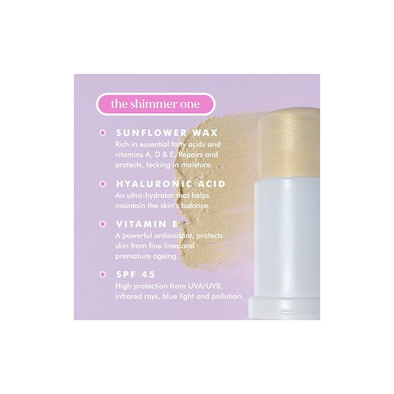 The Shimmer One Mineral Glow Stick SPF 45 Pa Plus
