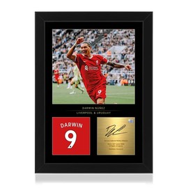 WIN FC Darwin Nunez A4 Framed Photo Display - Reproduced Digital Signature - Gift For Liverpool Fans