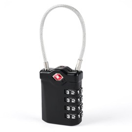 Flintronic TSA Luggage Locks, 1Pack TSA Combination Padlocks, 4-Digit Security Suitcase Locks, Luggage Code Locks with Flexible Cable for Travel Baggage Suitcases Backpack Tent Lockers-Black