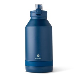 Manna Push Stainless Steel Bottle with Push-open Locking Lid and Sipping Spout - 64 Oz - Sapphire Powder Coat