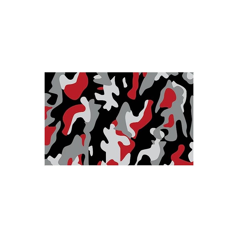 RED Black White Gray Camouflage Matte Premium Vinyl Car Wrap