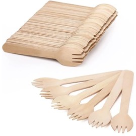 Nationwide Paper Pack of 100 Wooden Disposable Sporks Plastic-Free Wooden Sporks Ideal for Wedding, Picnic, Party, Office Eco Friendly