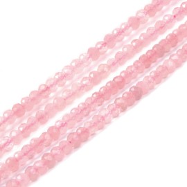 Natural Madagascar Rose Quartz Gemstone 4mm Faceted Rondelle Spacer Loose Beads 16 Inch for Jewelry Making Beads