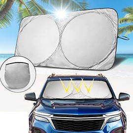 MCSWSEE Parasoles de Coche, Parasol Plegable para Parabrisas de Coche con Bolsa de Almacenamiento, Parasoles de Auto para Ventanas Frontales de Anti-U