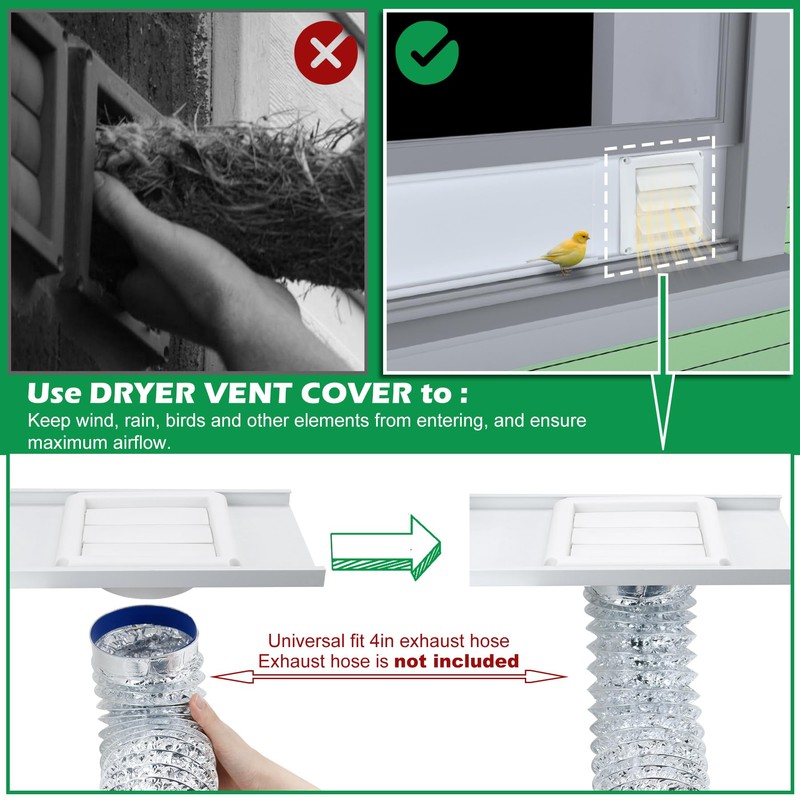 Forestchill Dryer Vent Window Kit for 4" Diameter Dryer Vent