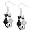 Liavy's Black & White Cat Fashionable Earrings - Sparkling Crystal