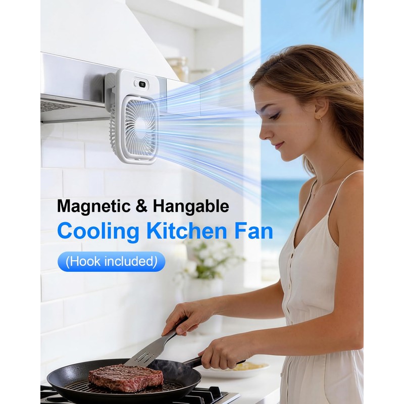 Ultra Thin Magnetic Fan with LED Display, 3000mAh Rechargeable -