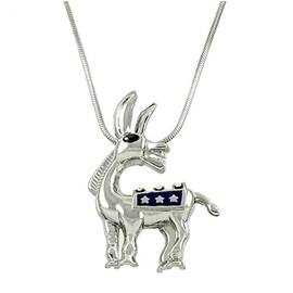 Falari Democratic Donkey Pendant Necklace Rhodium High Polished J1512