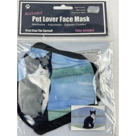 Pet Lover Black and White Cat Lover's Face Mask Double Stitch Triple Filter High Quality