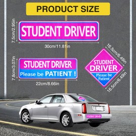 3Pcs Student Driver Car Magnet Reflective New Driver Magnet for Car Reflective Student Driver Sticker Reusable Car Bumper Sticker Please Be Patient Keep Distance Safety Sign