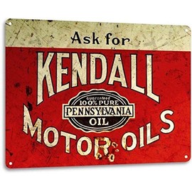 Tin Sign For Kendall Motor Oil Logo Gas Garage Retro Vintage Look Rustic Wall Decor Metal Sign 8x12in