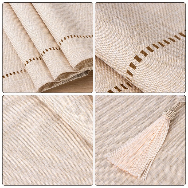 SANLEHAUSE Table Runner Linen Beige 32 x 220 cm, Tablerunner