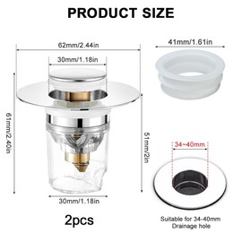 suaywo 2 Pieces Sink Plug Drain Strainer Drain Plug Sink Pop Up Sink Plug Brass Bounce Core Push Type Drain Plug Suitable for Bathtub Plugs on the Worktop