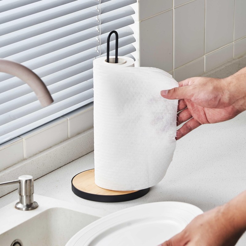 Eden & Willow Premium Metal Kitchen Roll Holder, Black Paper