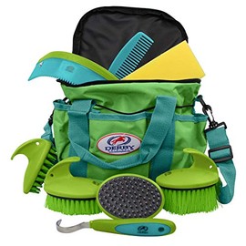Derby Originals 91-7035TQ Premium Comfort 9 Item Horse Grooming Kit (Turquoise/Lime Green)