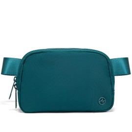 Pander Double Zipper Fanny Pack Nylon Everywhere Belt Bag, Fashion Waist Packs for Women with Adjustable Strap, 1L. (Teal Blue)