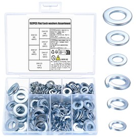 Pack of 152 M6 M8 M10 Washers Set: 76 Pieces DIN 127 Spring Washers Form B & 76 Pieces Flat Washers DIN 125, Spring Washer Snap Ring, Spring Split Rings, Metal Locking Washers