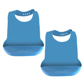 LWMLWM 2 Stück waschbare Silikon Lätzchen für Erwachsene, wiederverwendbare Esslätzchen für Erwachsene für Männer, Frauen, wasserdichte Lätzchen für Erwachsene, ältere Menschen und Behinderte (Blau)