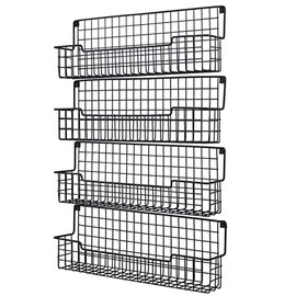 Spice Rack Wall Mount Spice Organizer for Cabinet & Pantry Door, Set of 4 Hanging Spice Racks, Space Saving for Kitchen, Black