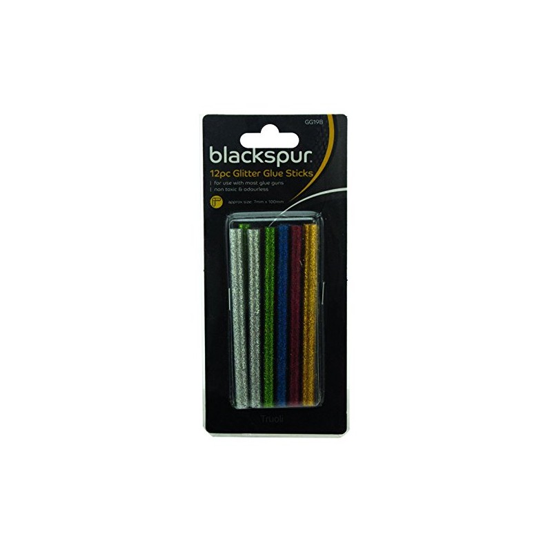 12pc Hot Glue Gun Glitter Sticks Assorted Colours 7mm x