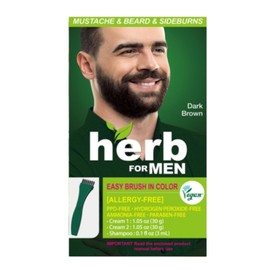 Herb Speedy Tinte para Barba y Bigote Sin Amoniaco y Hierbas para Hombres,(Marrón Oscuro), Ingredientes Naturales Veganos, Inodoros, No Más Irritaciones de La Piel Por Colorantes para Pieles Sensibles