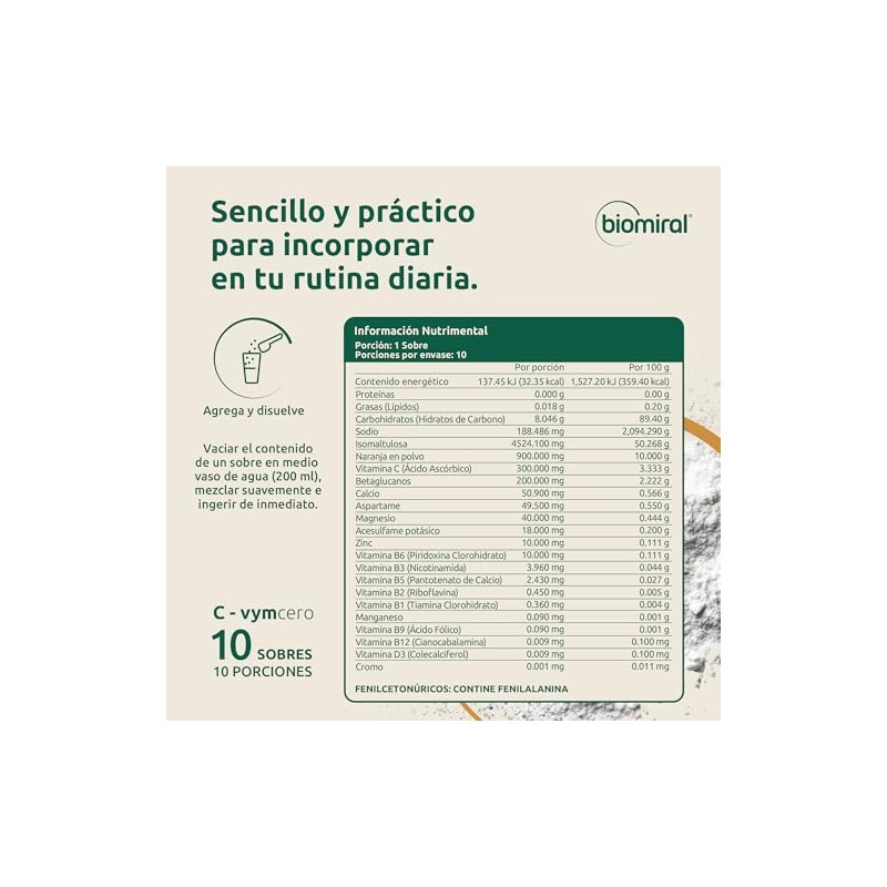 Biomiral C-VYM Cero Azcar - Suplementos Alimenticios - Vitamina C,