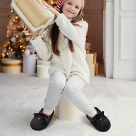 Children's Slippers Boys Girls Winter Soft Warm Plush Slippers Children's Slippers and Non-Slip Sole for Indoor and Outdoor Use, Cat black