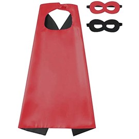 Kids Superhero Cape Mask Set - Hero Costume Fancy Dress Cosplay - Party Dress Up Supplies for Boys & Girls (Black)