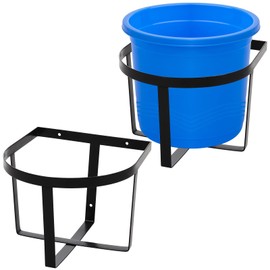 Teenyyou 2 Pcs Heavy Duty Metal Bucket Holder Securely Bucket Hangers for 5 Gallon Horse Water and Feed Buckets Pre Installed Water Bucket and Pail Holder for Horses, Wall Mount