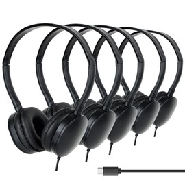 GDBOMA USB Type C Headphones Bulk for Kids Classroom School 10 Pack,Wired