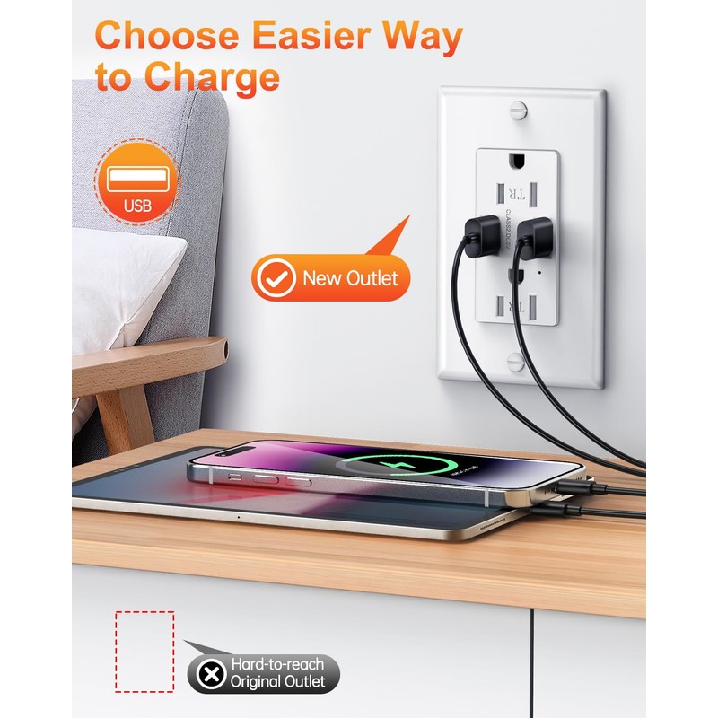 ELECPOW in-Wall Outlet Relocation Kit Recessed Power Box with 2