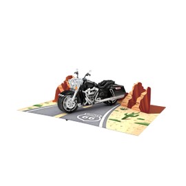 ASVP Shop Motorbike Adventure Greeting Card - 3D Pop-Up Cruiser on Route 66 with Mountain Scenery