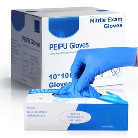 PEIPU Nitrile Gloves Disposable Gloves(X-Large, 1000-Pack)，Powder Free, Cleaning Service Gloves, Latex Free