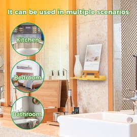 Snailhouse Small Floating Shelves for Wall, 7 Inches Stainless Steel Wall Mounted Stick on Hanging Mini Tiny Display Shelf for Bathroom, Gold