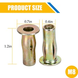 RuoFeng 30 Pcs Carbon Steel Rivet Nuts with Lantern & Grooved Types | Internal Thread Nuts for Metal/Plastic Fastening | Corrosion-Resistant（M8