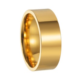 FASHGOOD Mens Ring 8MM Titanium Stainless Steel Ring for Men,Highly Polished Simple Band Ring,Gold Ring,Wedding Engagement Rings for Men Fidget Ring Size 10